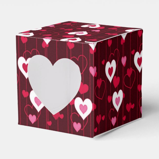 Forever Love Red Hearts  Favor Boxes (Front Side)