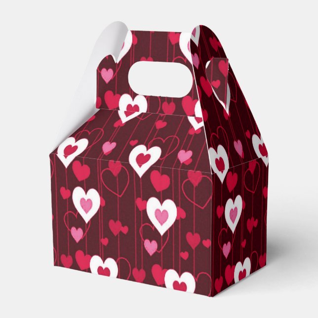 Forever Love Red Hearts Gable Favor Boxes (Front Side)