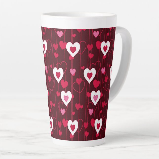 Forever Love Red Hearts Latte Mug (Right Angle)