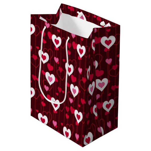 Forever Love Red Hearts Medium Gift Bag (Front Angled)