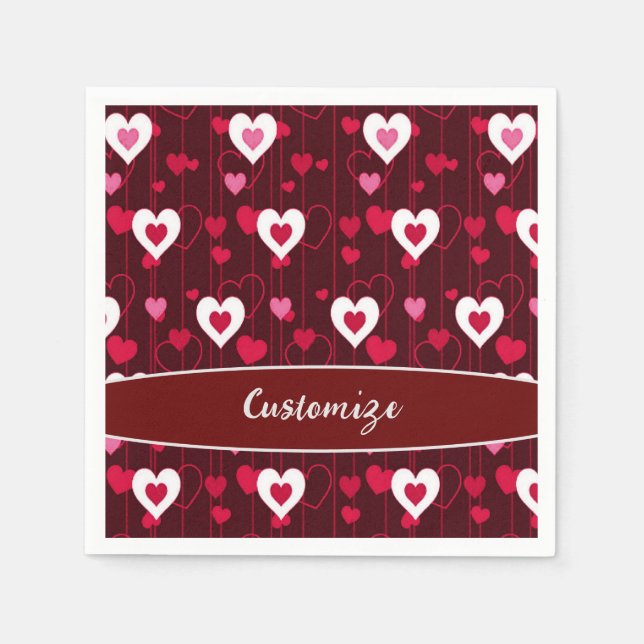 Forever Love Red Hearts Napkins (Front)