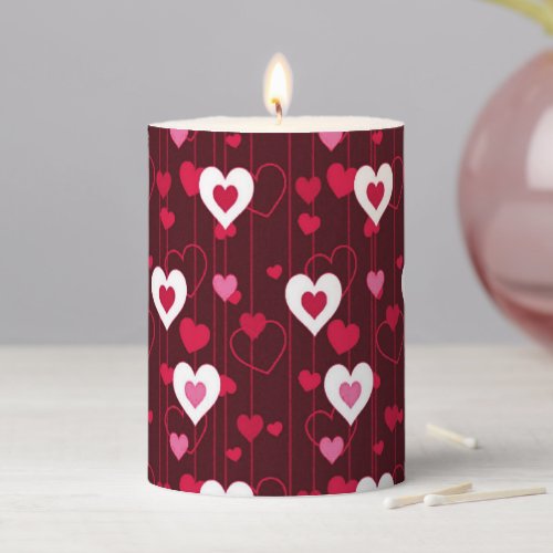 Forever Love Red Hearts Pillar Candle