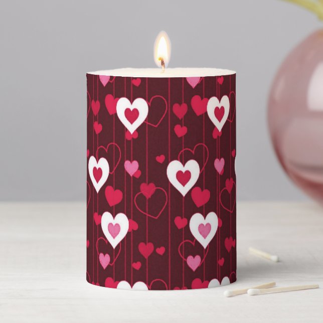 Forever Love Red Hearts Pillar Candle (In Situ)