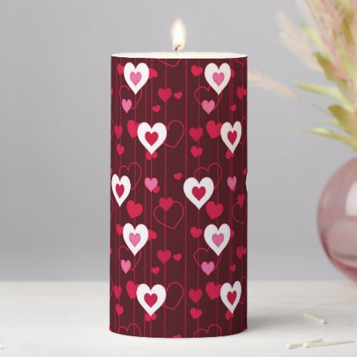 Forever Love Red Hearts Pillar Candle