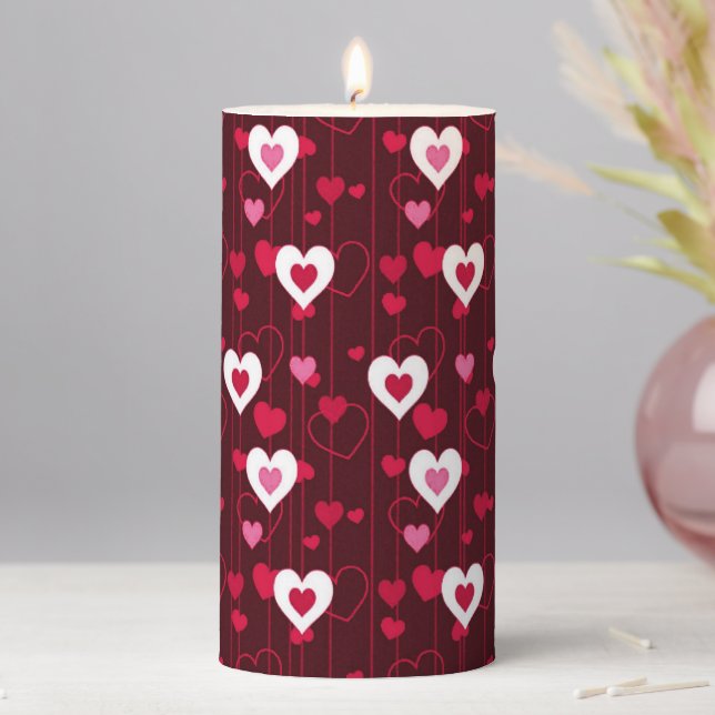 Forever Love Red Hearts Pillar Candle (In Situ)