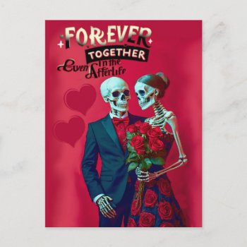 Forever Love Skeleton Couple In Love Postcard by CustomizePersonalize at Zazzle