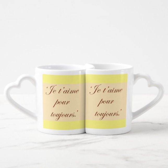 Forever love twin mugs French language cream lemon (Front Nesting)