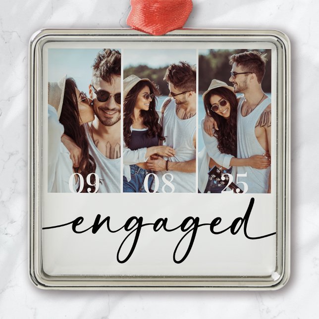 Forever Love Wedding Photos Keepsake Metal Ornament (Creator Uploaded)