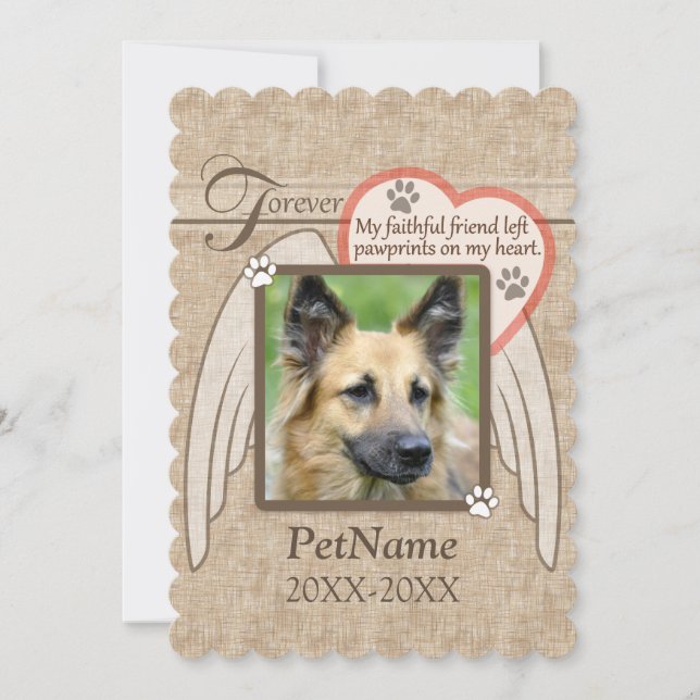 Forever Loved Angel Wings Pet Sympathy Custom Card (Front)