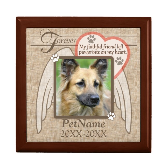 Forever Loved Angel Wings Pet Sympathy Custom Jewelry Box (Front)