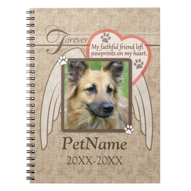 Forever Loved Angel Wings Pet Sympathy Custom Notebook (Front)