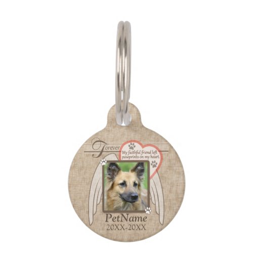 Forever Loved Angel Wings Pet Sympathy Custom Pet Name Tag