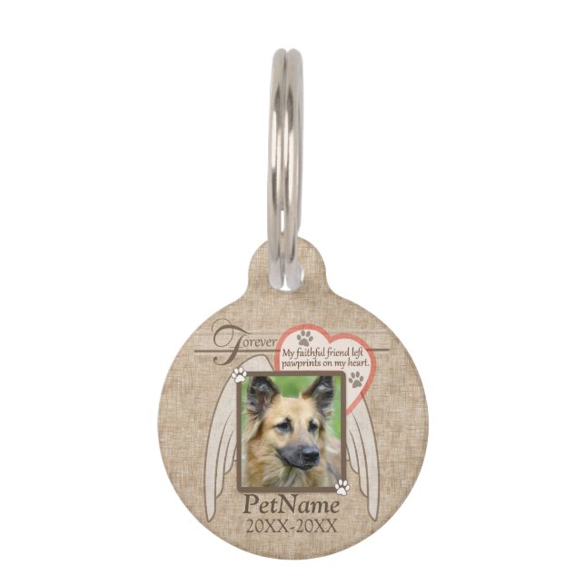 Forever Loved Angel Wings Pet Sympathy Custom Pet Name Tag (Front)