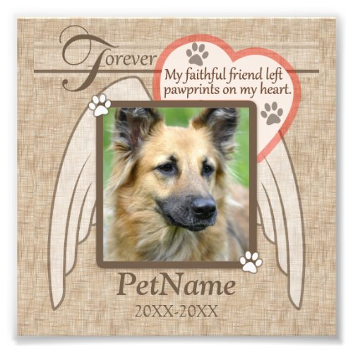 Forever Loved Angel Wings Pet Sympathy Custom Photo Print