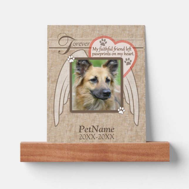 Forever Loved Angel Wings Pet Sympathy Custom Picture Ledge (Front)