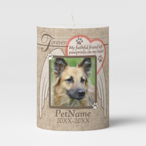 Forever Loved Angel Wings Pet Sympathy Custom Pillar Candle