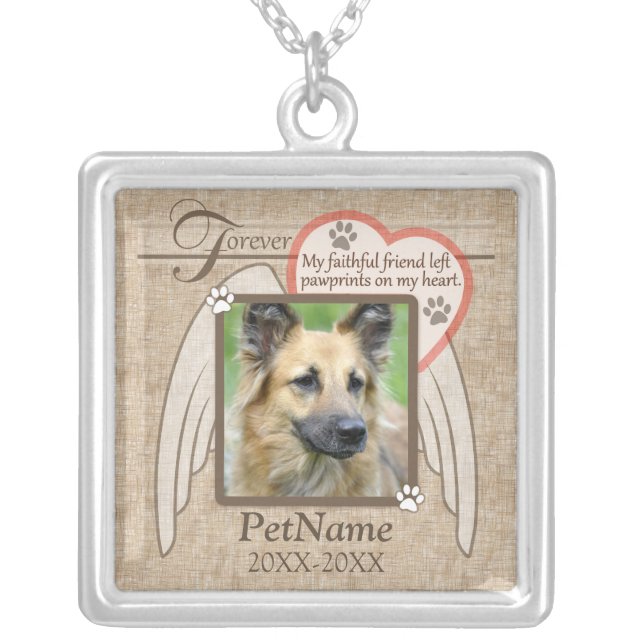 Forever Loved Angel Wings Pet Sympathy Custom Silver Plated Necklace (Front)