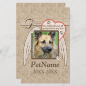 Forever Loved Angel Wings Pet Sympathy Custom Stationery (Front/Back)