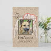 Forever Loved Angel Wings Pet Sympathy Custom Stationery (Standing Front)