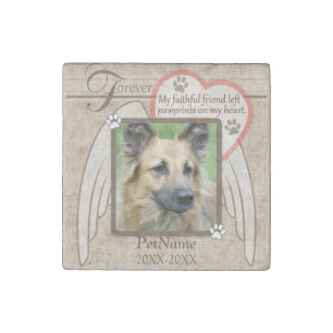 Forever Loved Angel Wings Pet Sympathy Custom Stone Magnet