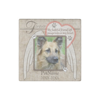Forever Loved Angel Wings Pet Sympathy Custom Stone Magnet