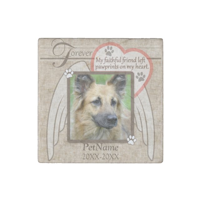 Forever Loved Angel Wings Pet Sympathy Custom Stone Magnet (Front)