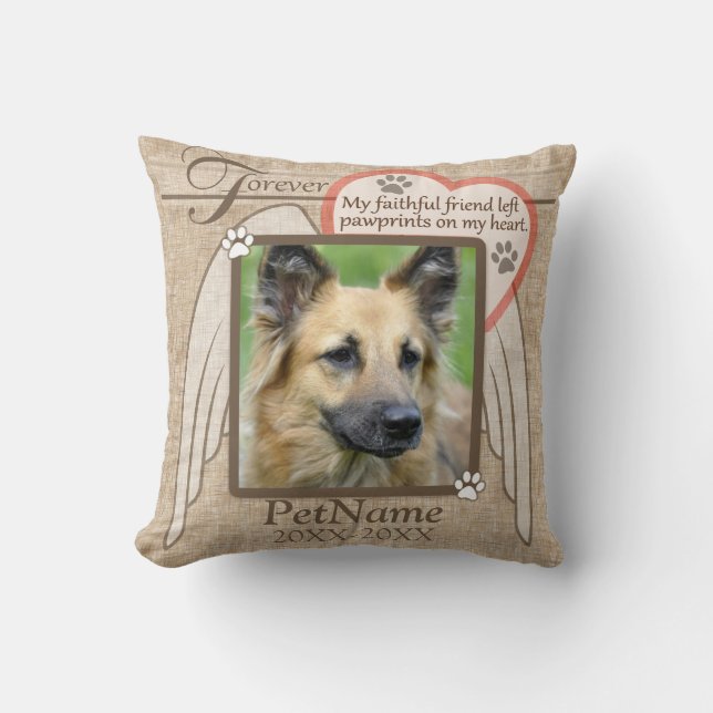 Forever Loved Angel Wings Pet Sympathy Custom Throw Pillow (Front)