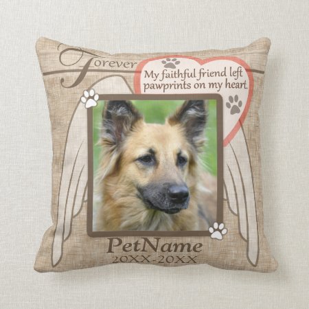 Forever Loved Angel Wings Pet Sympathy Custom Throw Pillow