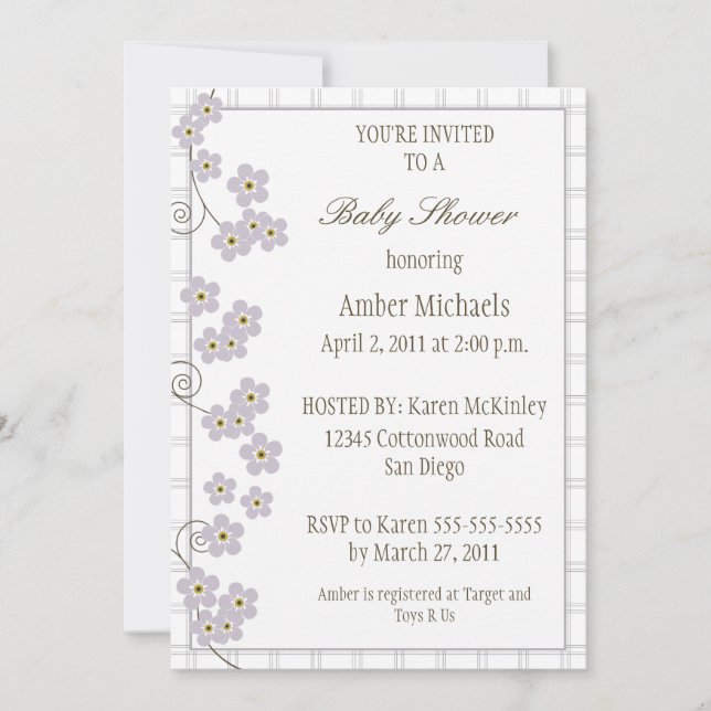 Forever Loved Baby Shower Invitation-lavender Invitation (Front)
