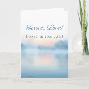 Forever Loved Blue Watercolor Cat Sympathy Card