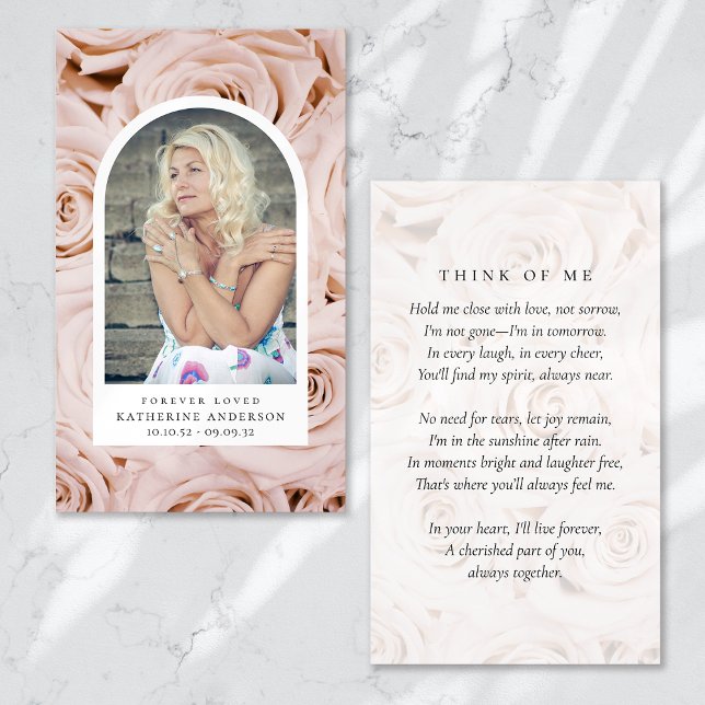 Forever Loved Blush Pink Roses Memorial Card (Creator Uploaded)
