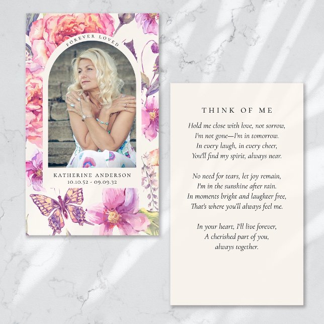 Forever Loved Butterfly Floral Memorial Card (Creator Uploaded)