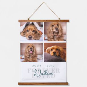 "Forever Loved" Custom Pet Photo Collage Dog Loss Hanging Tapestry