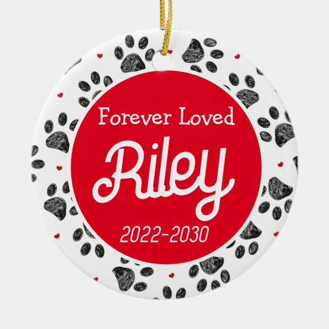 Forever Loved Dog Memorial Ornament Personalized  (Front)