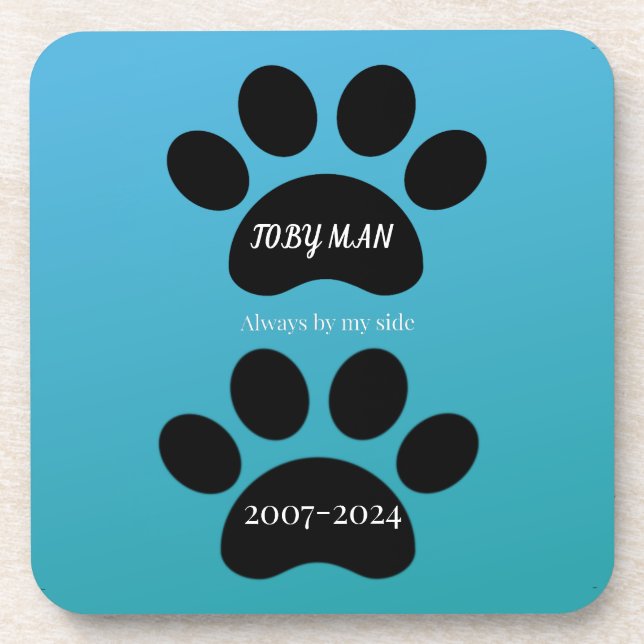 Forever Loved Double Paw Print Design Beverage Coaster (Front)