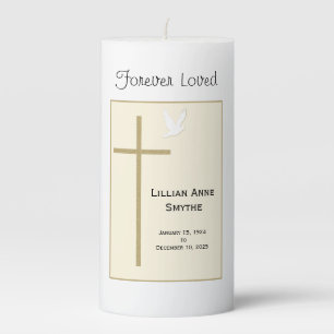 Forever Loved Funeral Christian 3 x 6 Pillar Candle