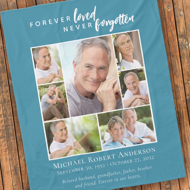 Forever Loved Funeral Memorial Photo Fleece Blanket (Creator Uploaded)