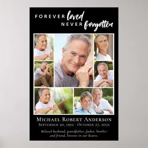 Forever Loved Funeral Memorial Photo Poster