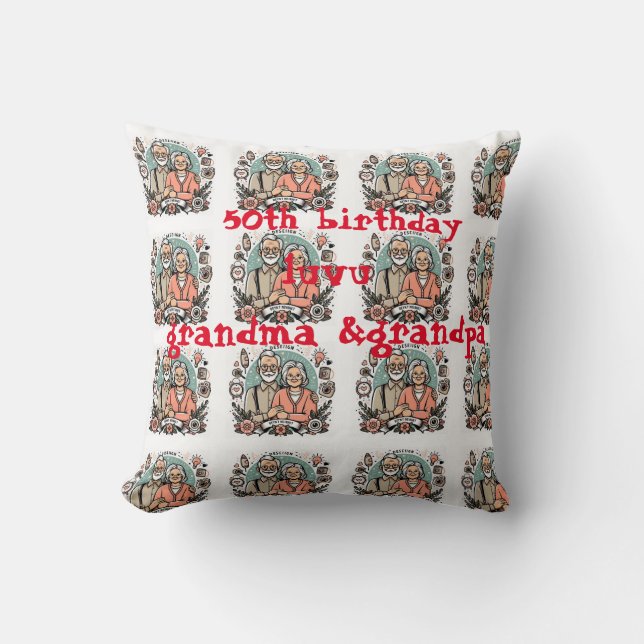 Forever Loved – Grandparents' 50th Birthday Keepsa Throw Pillow (Front)
