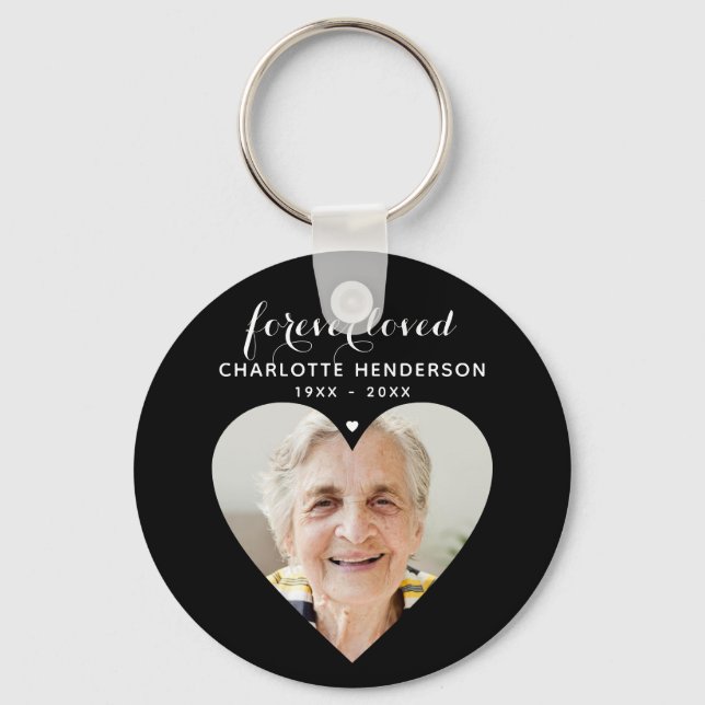 'Forever Loved' Heart Photo Memorial Tribute Keychain (Front)