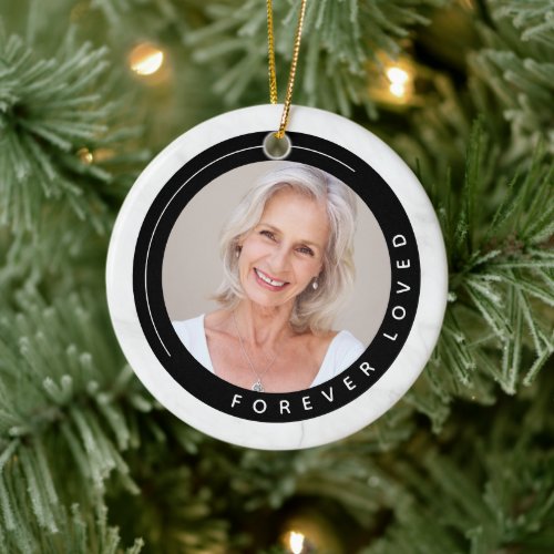 Forever Loved Marble Photo Ceramic Ornament