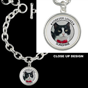 Forever Loved Name and Pawprints Cat Memorial  Bracelet