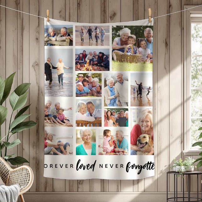 Forever Loved Never Forgotten 15 Photo Memorial Fleece Blanket (Creator Uploaded)