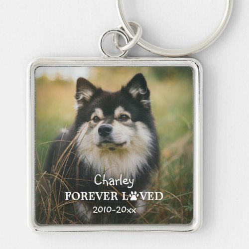 Forever Loved Paw Print Pet Photo Keychain