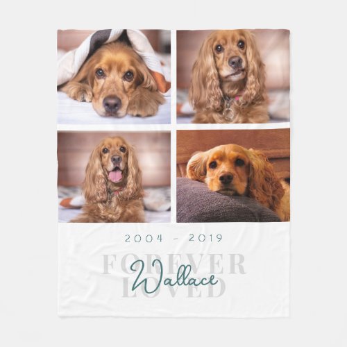 Forever Loved Pet Dog Memorial Photo Collage White