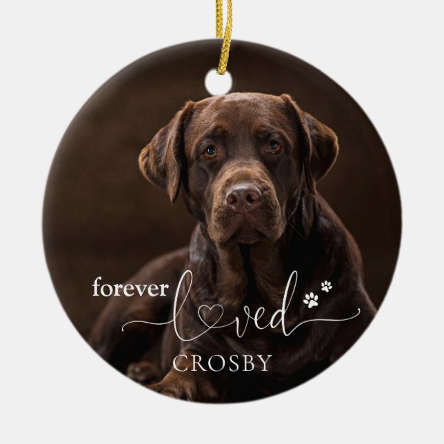 Forever Loved Pet Loss Keepsake Ceramic Ornament (Front)