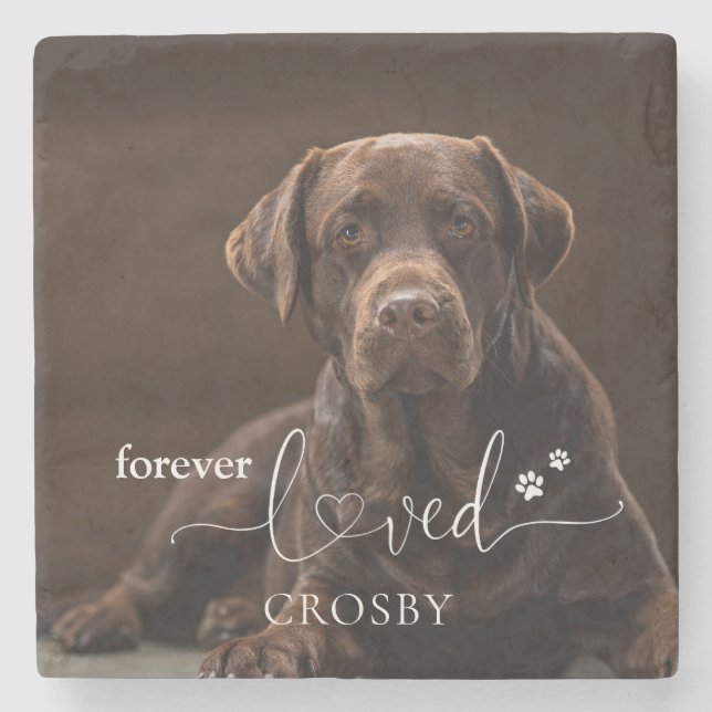 Forever Loved Pet Loss Memorial Stone Coaster (Front)