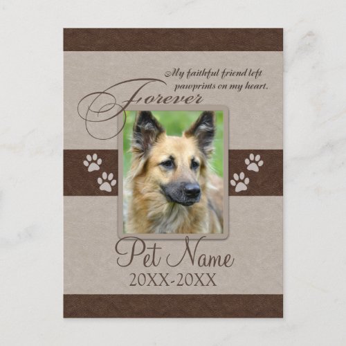 Forever Loved Pet Sympathy Announcement Postcard