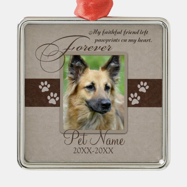 Forever Loved Pet Sympathy Metal Ornament (Front)