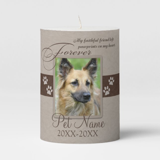 Forever Loved Pet Sympathy Pillar Candle (Front)